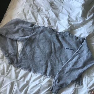 “Uh huh honey” grey crew neck crop sweatshirt